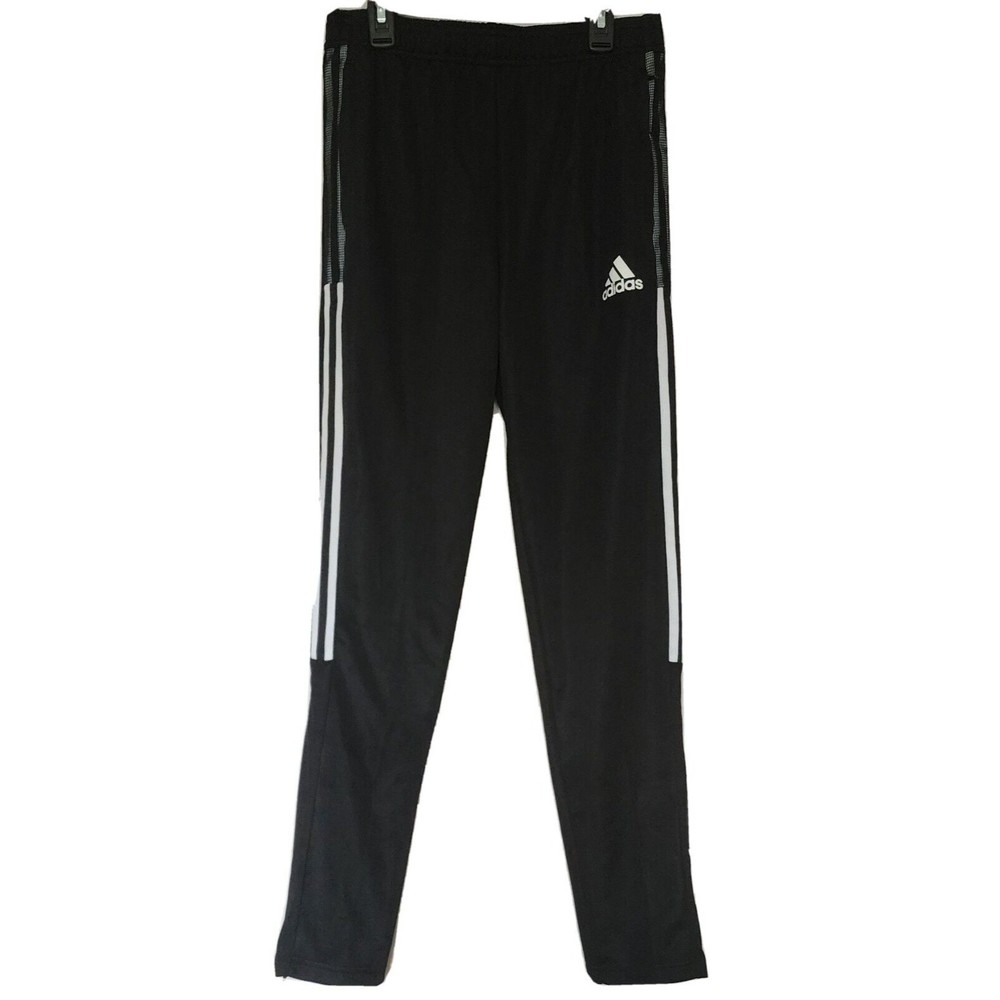 Adidas Boys Black Tapered Leg Regular Fit Pull On Elastic Waist  Pants Sz L